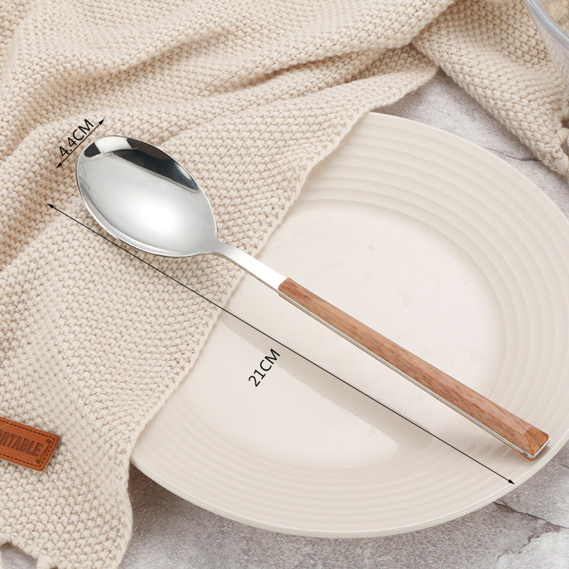 Discover the Elegance of Stainless Steel Imitation Wooden Handle Cutlery Set