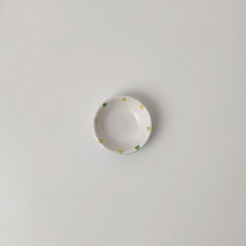 Dot Ceramic Plate Set Small Breakfast Dessert Oval Plates