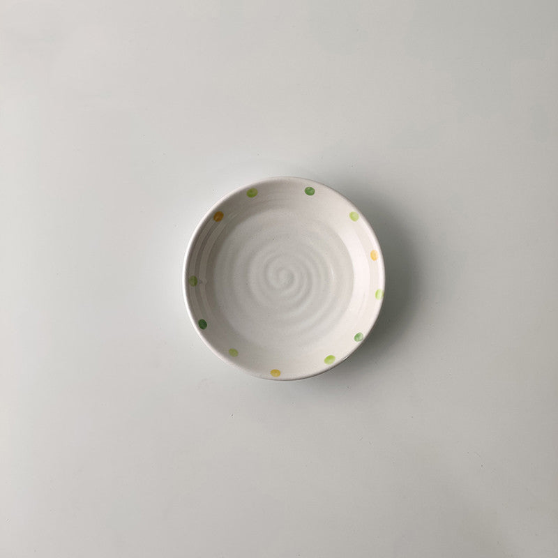 Dot Ceramic Plate Set Small Breakfast Dessert Oval Plates
