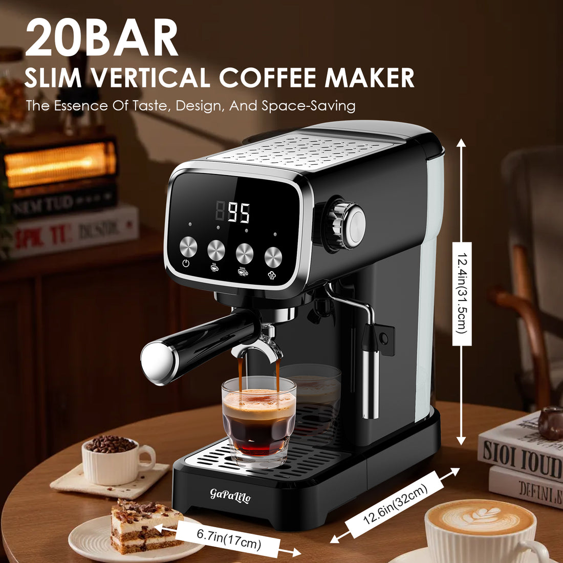 20 Bar Slim Espresso Machine With Milk Frother