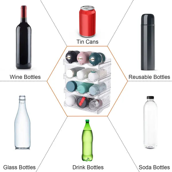 4 Tier Stackable Bottle Organizer for 12 Bottles Storage