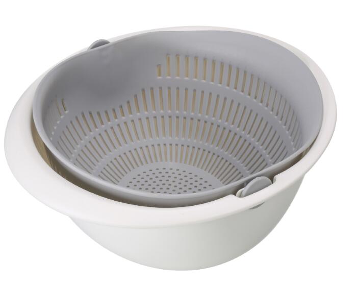Double-Dish Sink Drain Basket Kitchen Fruit Washing Basket