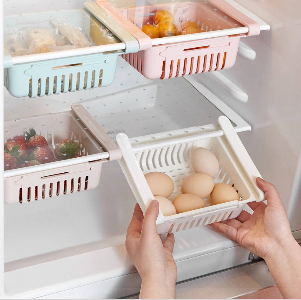Stretchable Refrigerator Storage Basket Multifunction Kitchen Organizer