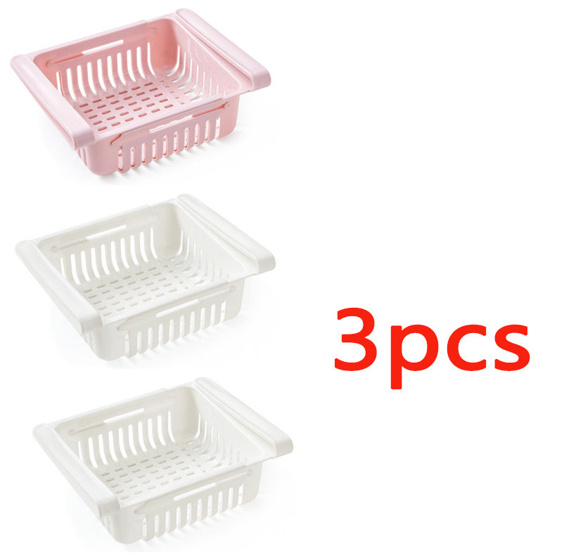 Stretchable Refrigerator Storage Basket Multifunction Kitchen Organizer