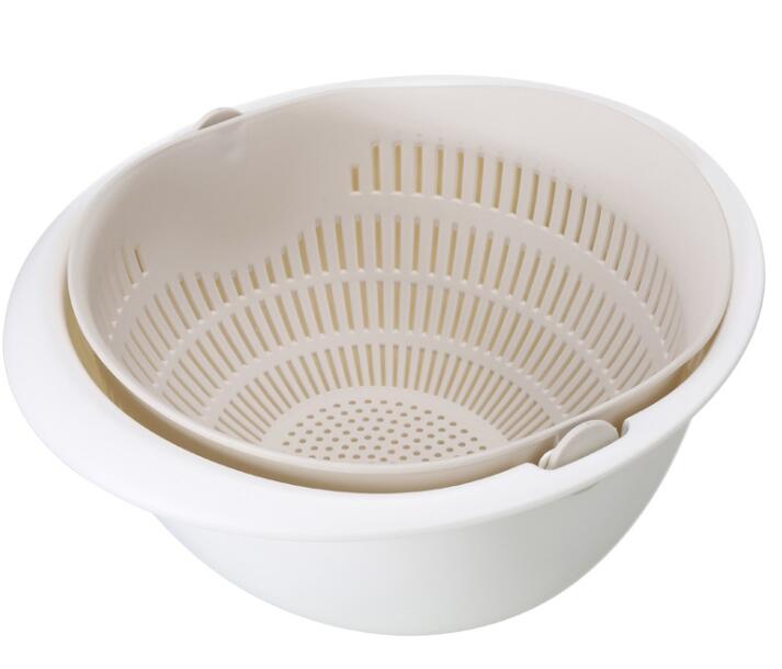 Double-Dish Sink Drain Basket Kitchen Fruit Washing Basket