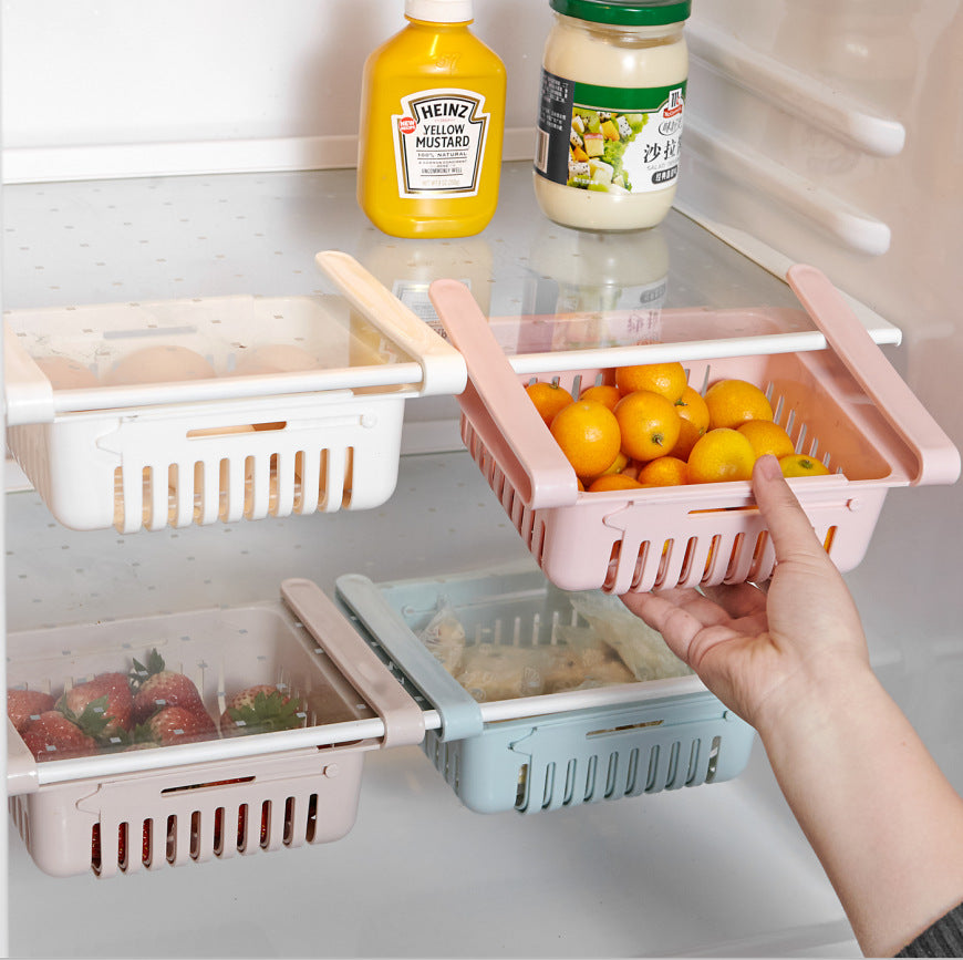 Stretchable Refrigerator Storage Basket Multifunction Kitchen Organizer