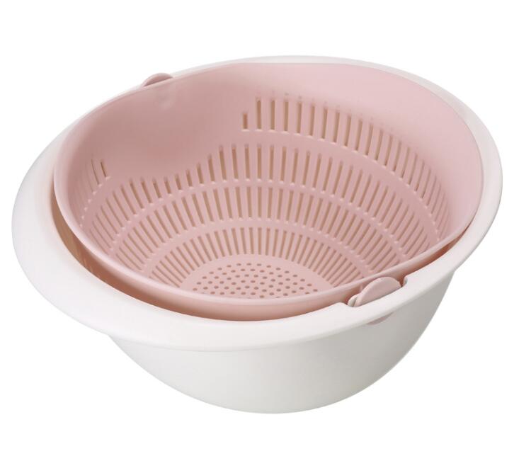 Double-Dish Sink Drain Basket Kitchen Fruit Washing Basket