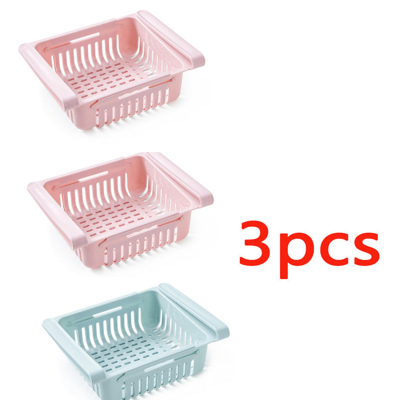 Stretchable Refrigerator Storage Basket Multifunction Kitchen Organizer