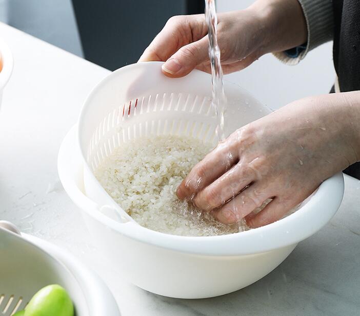 Double-Dish Sink Drain Basket Kitchen Fruit Washing Basket