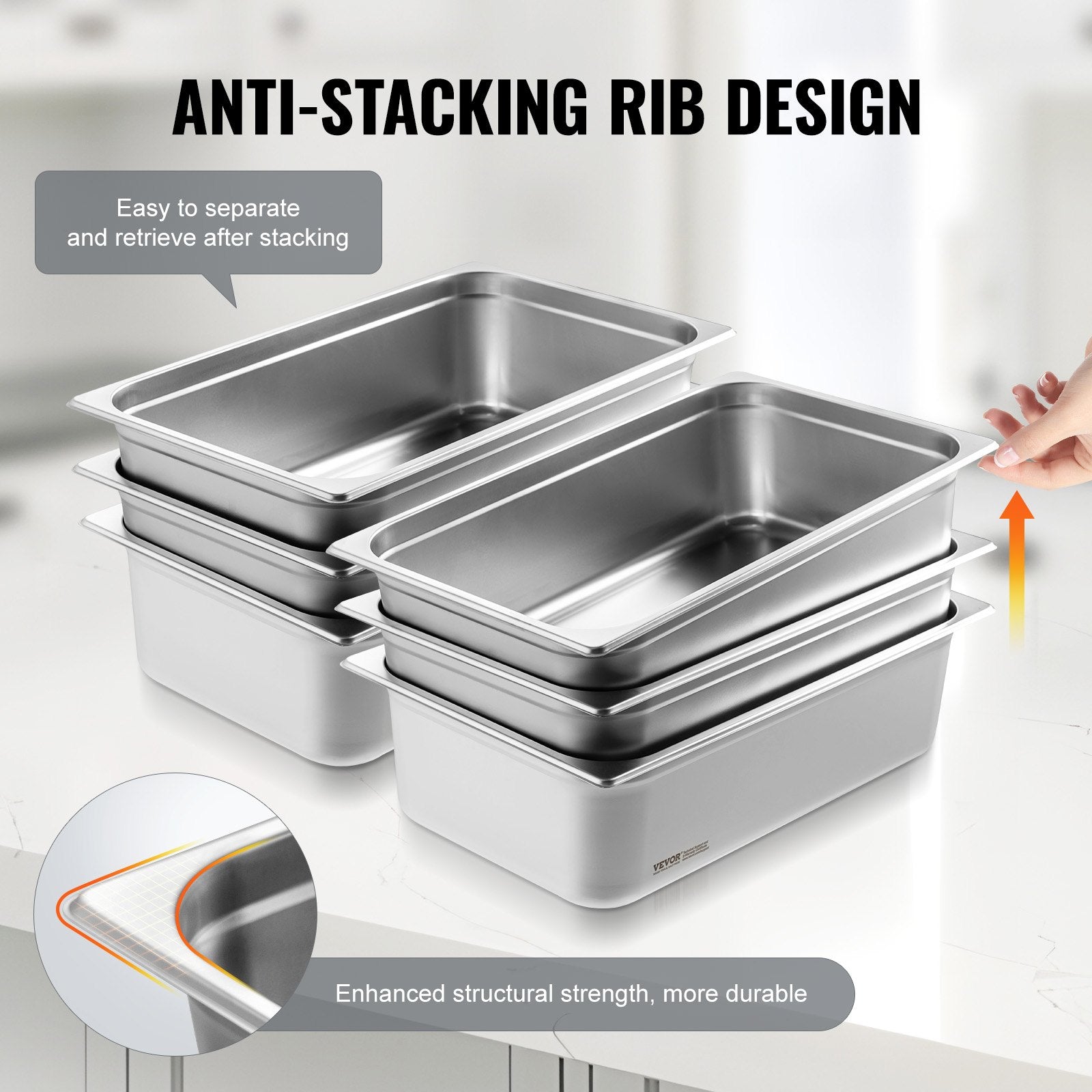 6 Pack Stainless Steel Steam Table Food Pans