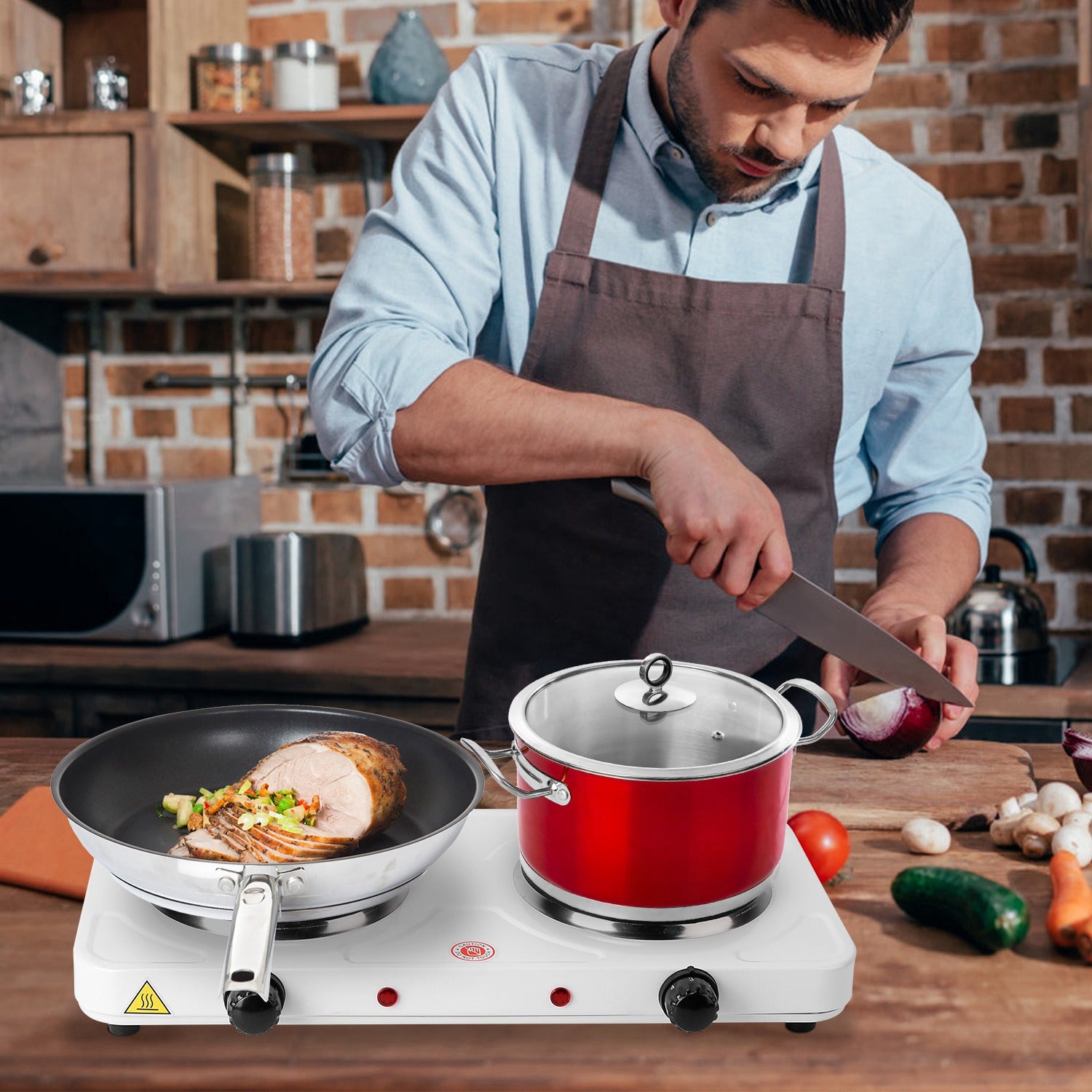 2000W Double Electric Burner Hot Plate With Adjustable Temperature