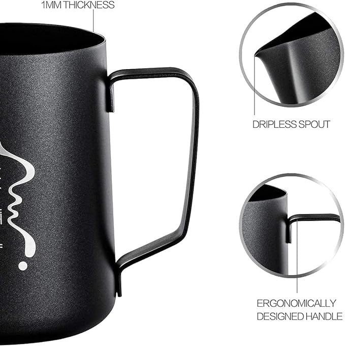 Stainless Steel Milk Frothing Jar 12oz-600ml Matte Creamer