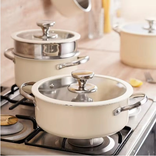 9-Piece Stainless Steel Ceramic Cookware Set With Steamer