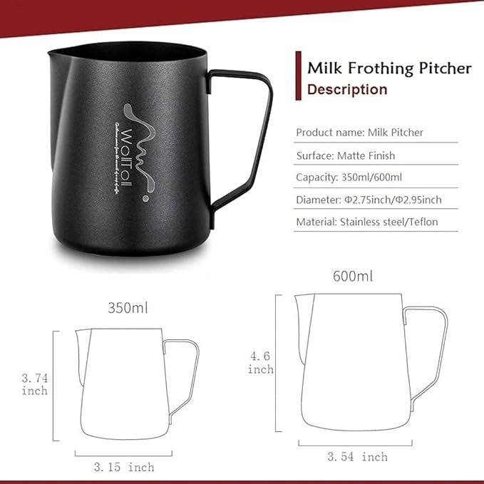 Stainless Steel Milk Frothing Jar 12oz-600ml Matte Creamer