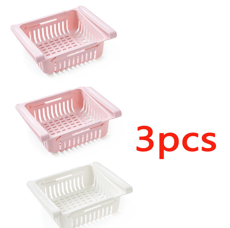 Stretchable Refrigerator Storage Basket Multifunction Kitchen Organizer