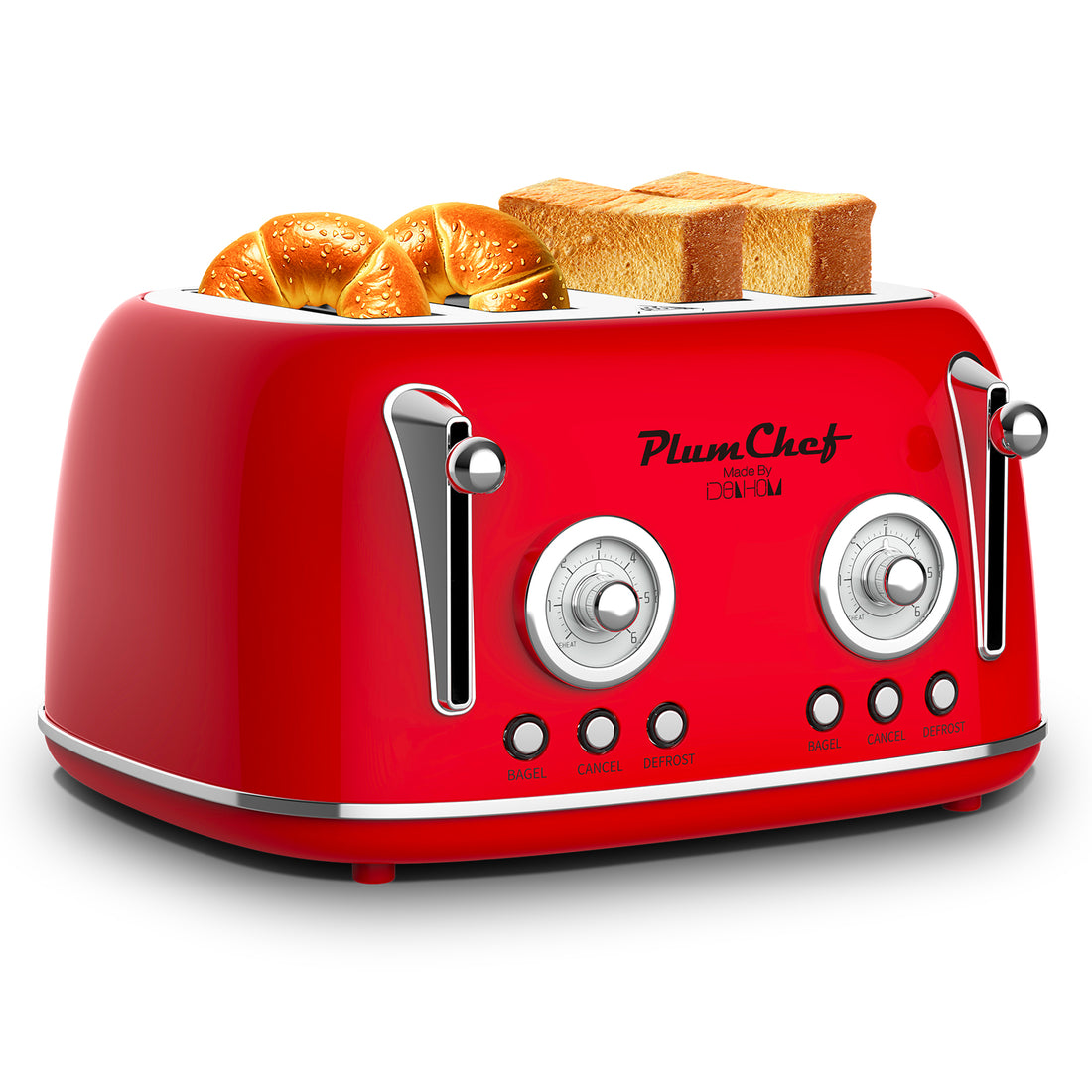 4-Slice Retro Toaster Stainless Steel Dual Control With Bagel Settings