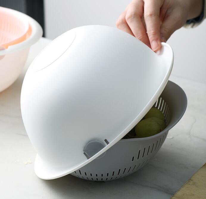 Double-Dish Sink Drain Basket Kitchen Fruit Washing Basket
