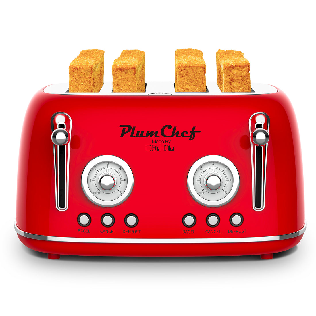 4-Slice Retro Toaster Stainless Steel Dual Control With Bagel Settings