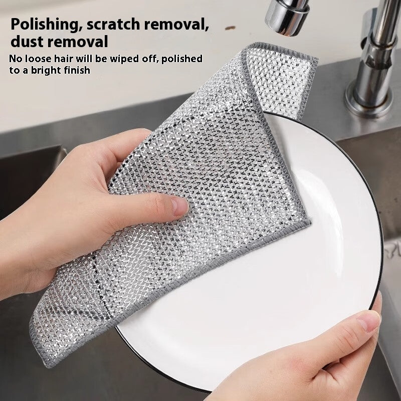 Silver Silk Rag Replaces Steel Wire Ball Kitchen Double Layer