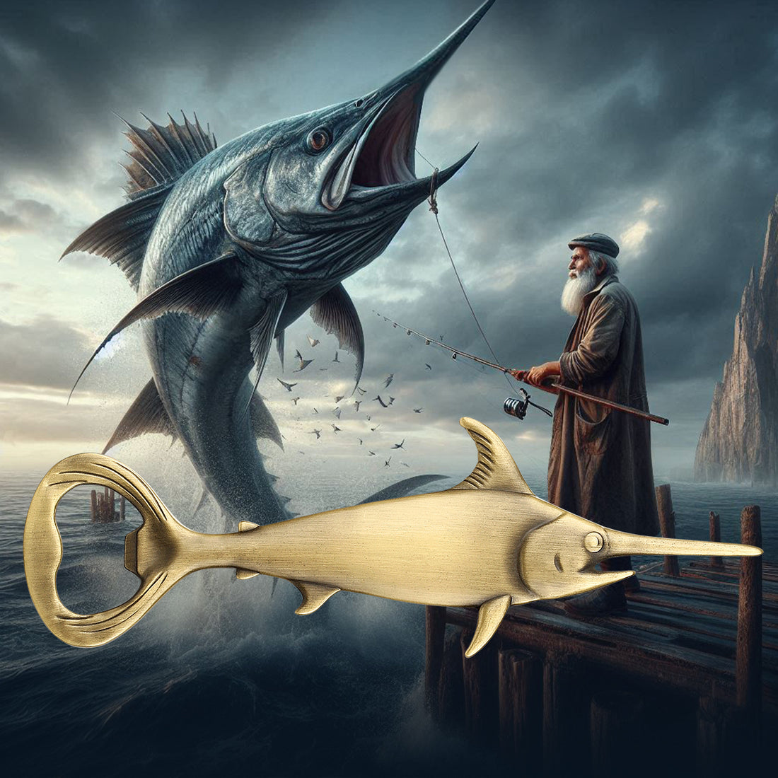 Creative Swordfish Handle Metal Beer Bottle Opener Bar Tool