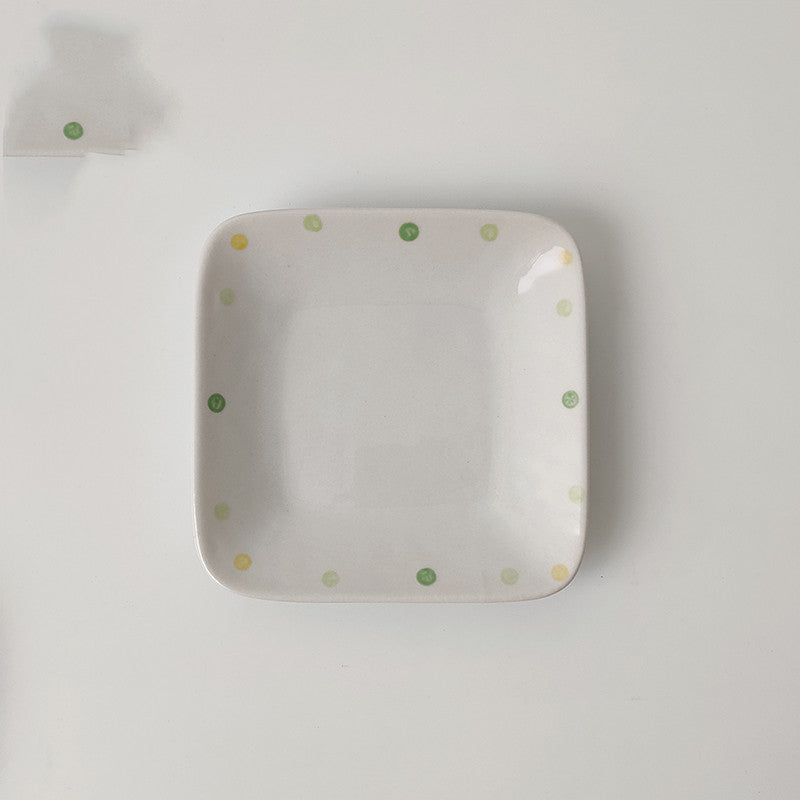 Dot Ceramic Plate Set Small Breakfast Dessert Oval Plates