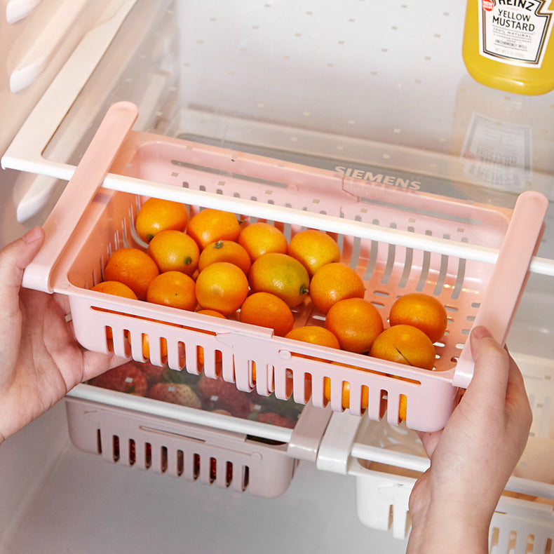 Stretchable Refrigerator Storage Basket Multifunction Kitchen Organizer
