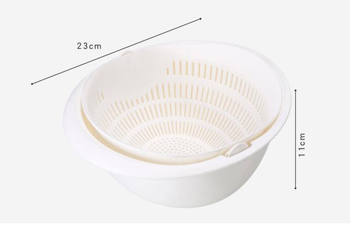 Double-Dish Sink Drain Basket Kitchen Fruit Washing Basket