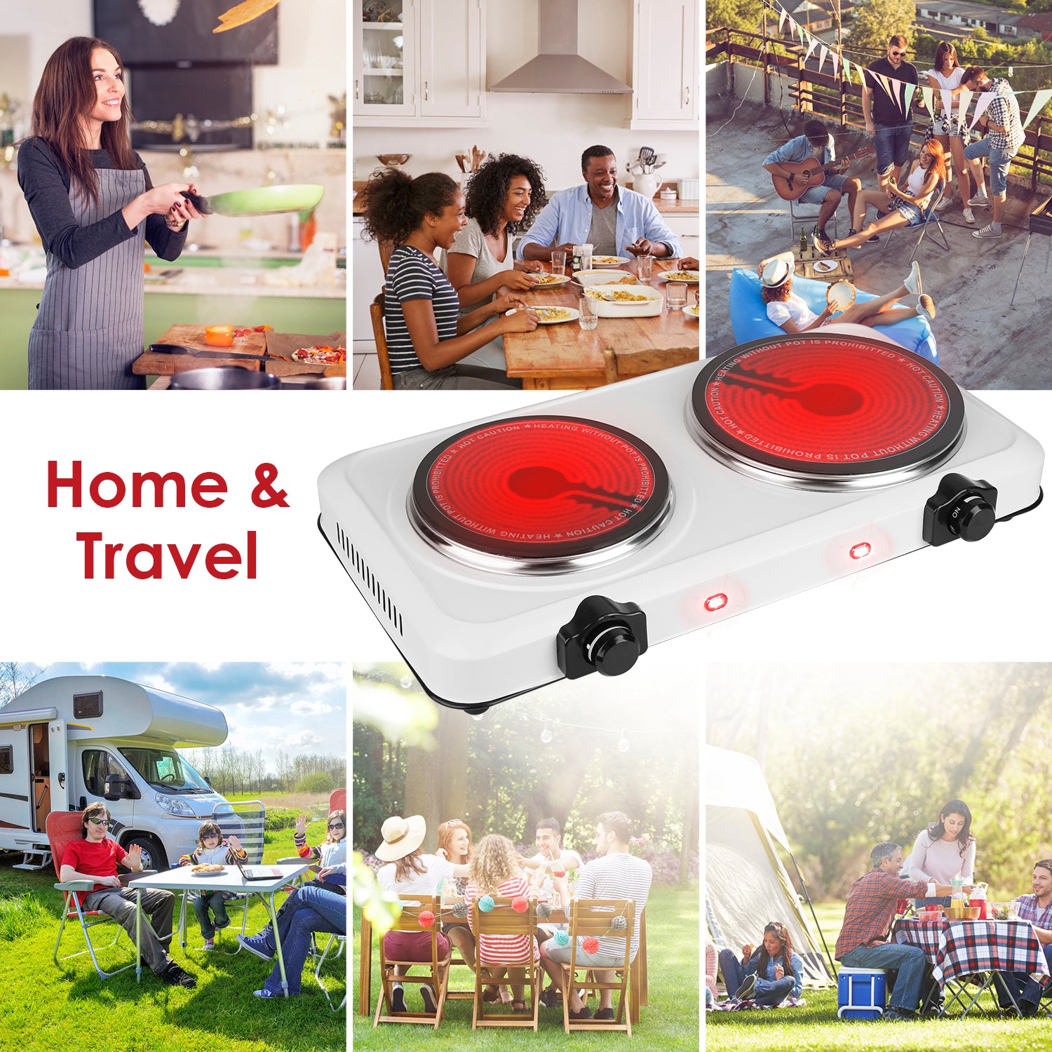 2000W Electric Infrared Dual Burner Hot Plate Stove