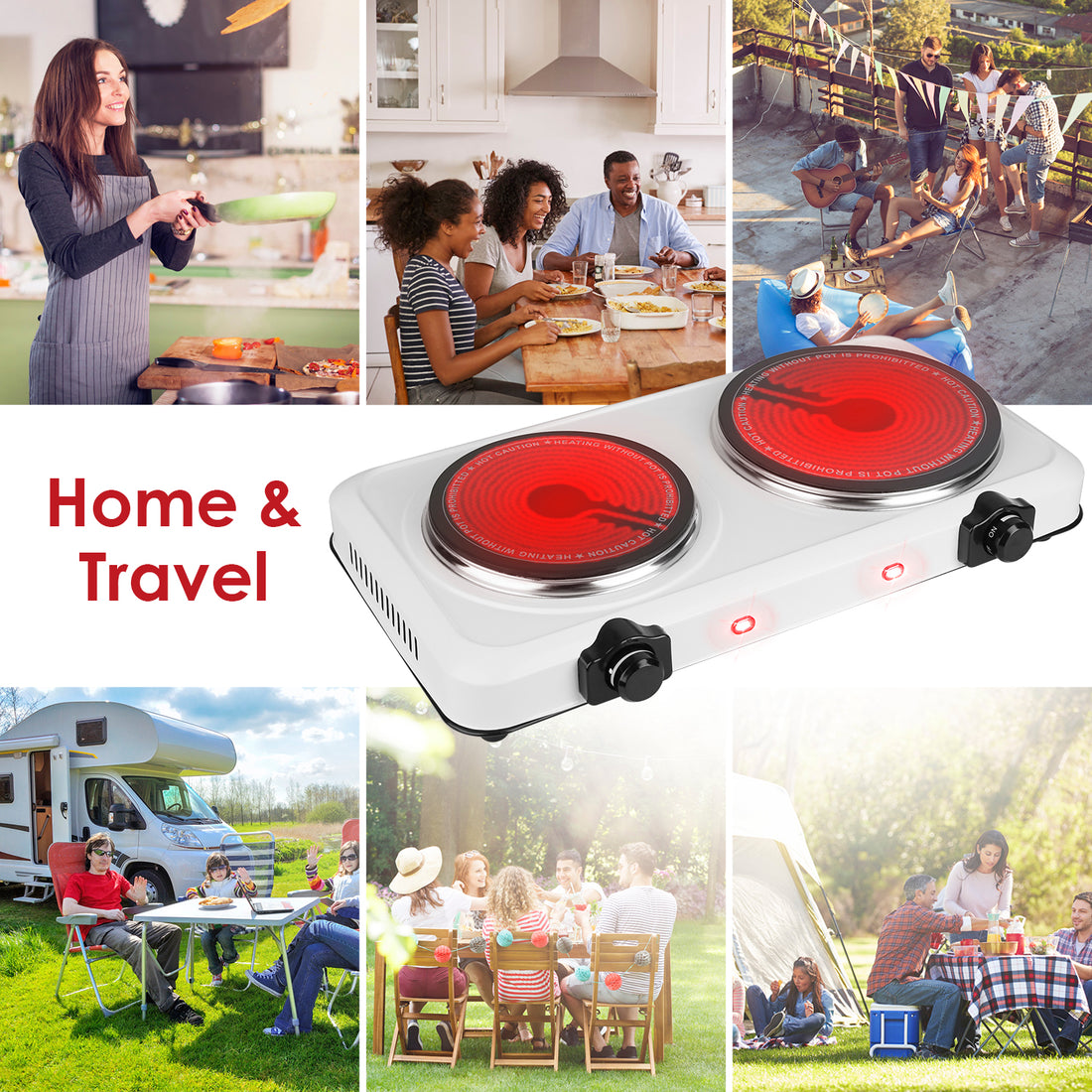 2000W Electric Infrared Dual Burner Hot Plate Stove