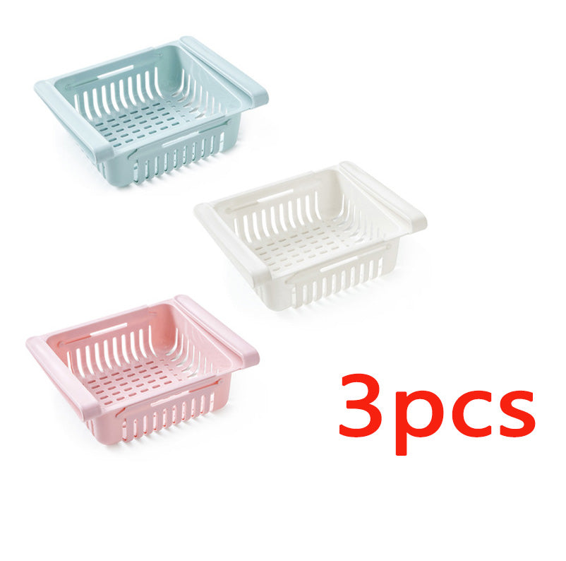 Stretchable Refrigerator Storage Basket Multifunction Kitchen Organizer