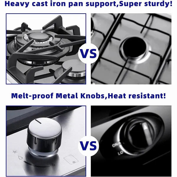 2 Burner Tempered Glass Kitchen Gas Cooktop Drop-In Hob