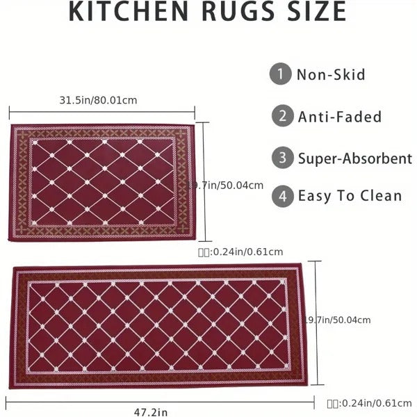Cushioned Non-Skid Waterproof Kitchen Mat Rug