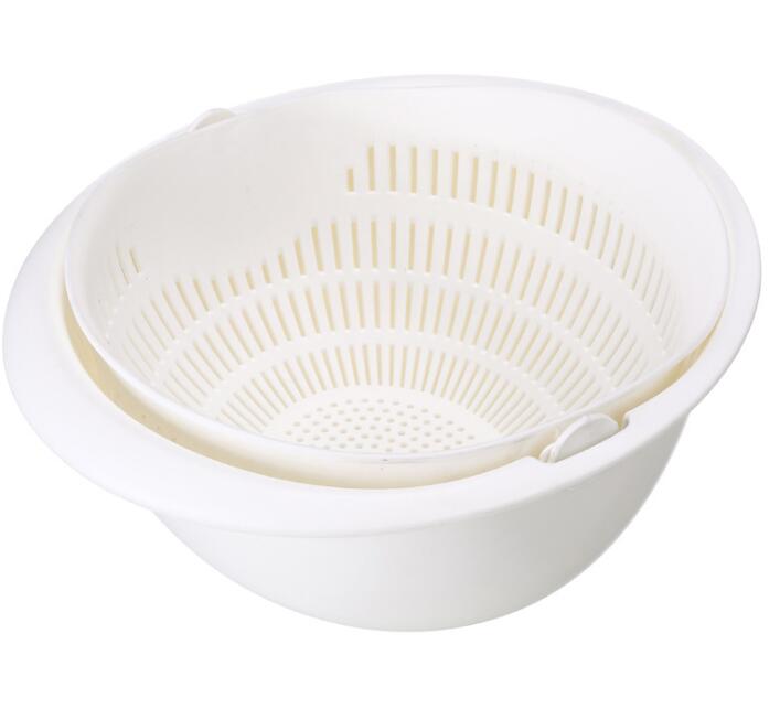 Double-Dish Sink Drain Basket Kitchen Fruit Washing Basket