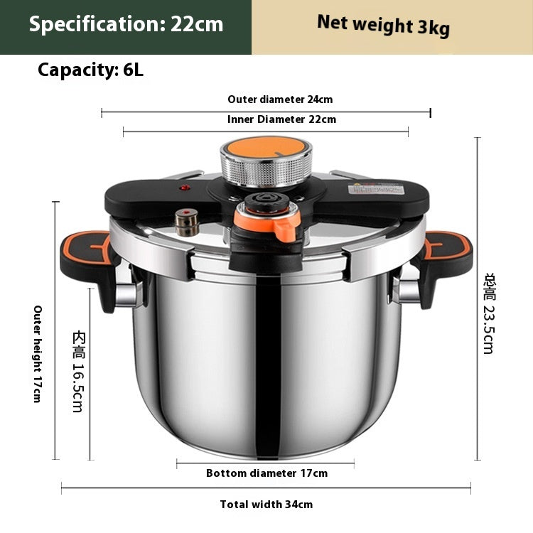 Stainless Steel 6L Household Pressure Cooker