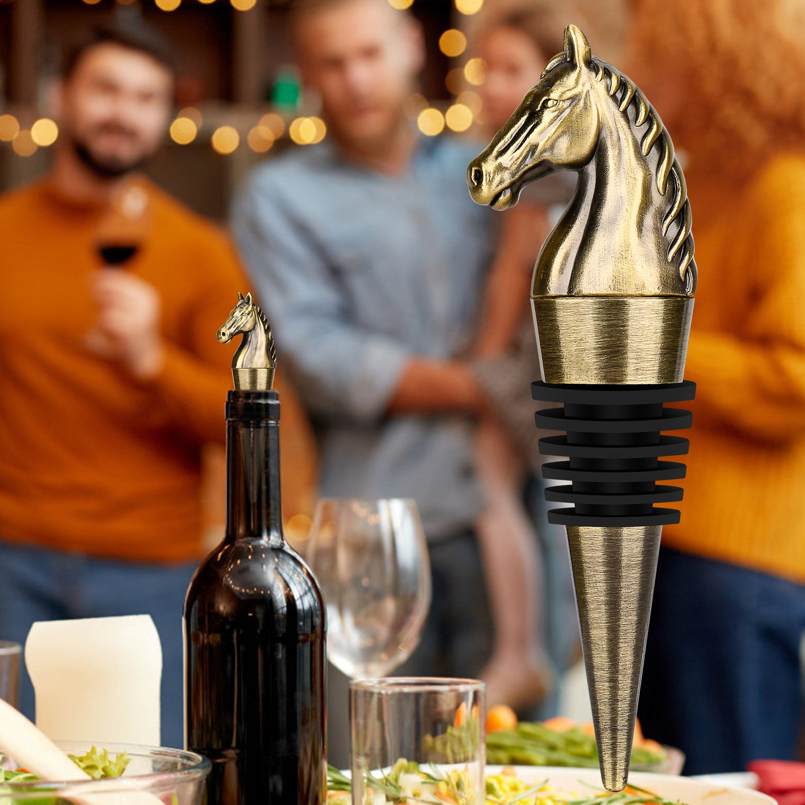 Luxury Horse Head Wine Bottle Stopper Animal-shaped Wine Stopper For Preserving Red Wine, A Kitchen Storage Gift, A Birthday Gift For Universal Wine Preservation Supplies.