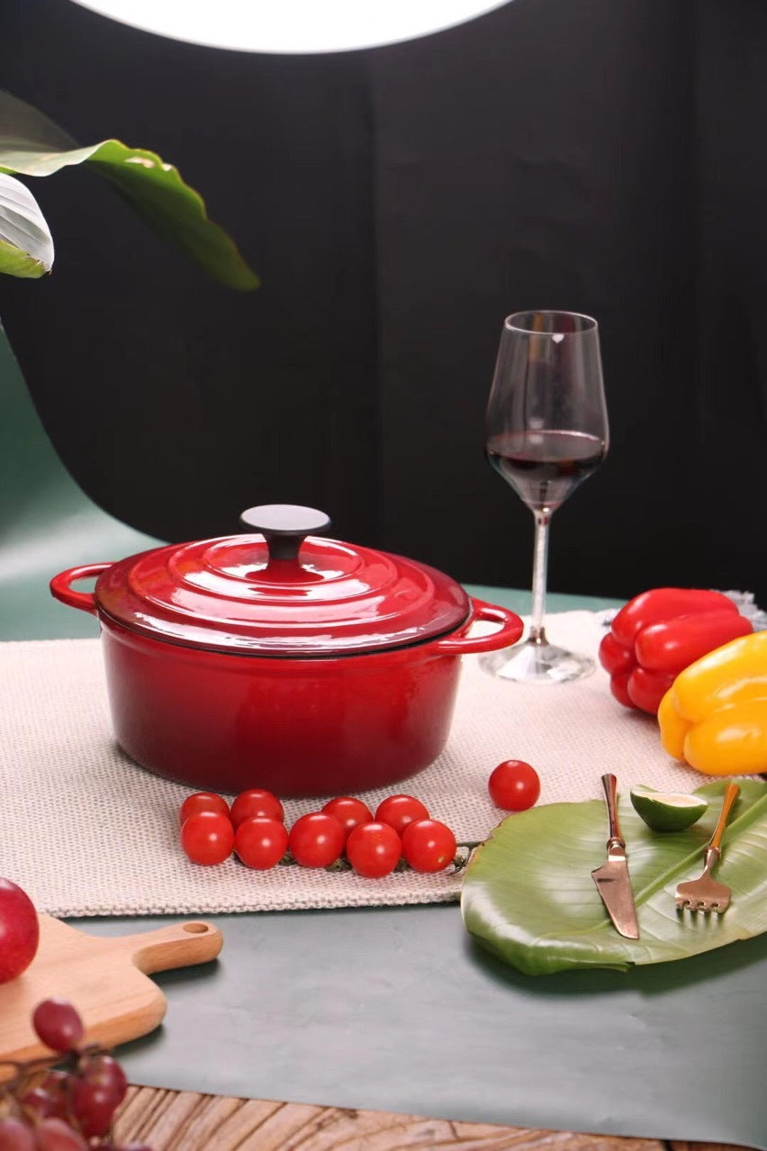 Enamel cast iron hat stock pot