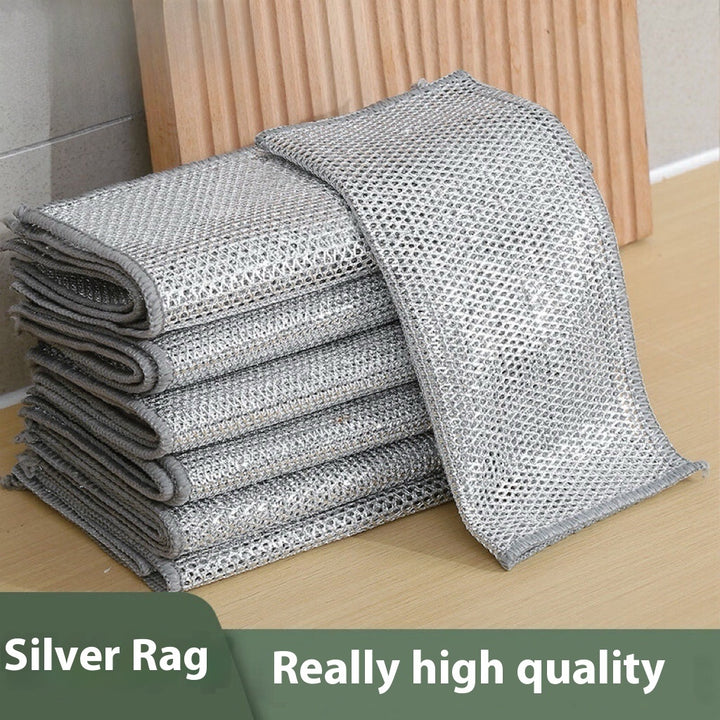 Silver Silk Rag Replaces Steel Wire Ball Kitchen Double Layer