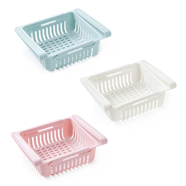 Stretchable Refrigerator Storage Basket Multifunction Kitchen Organizer