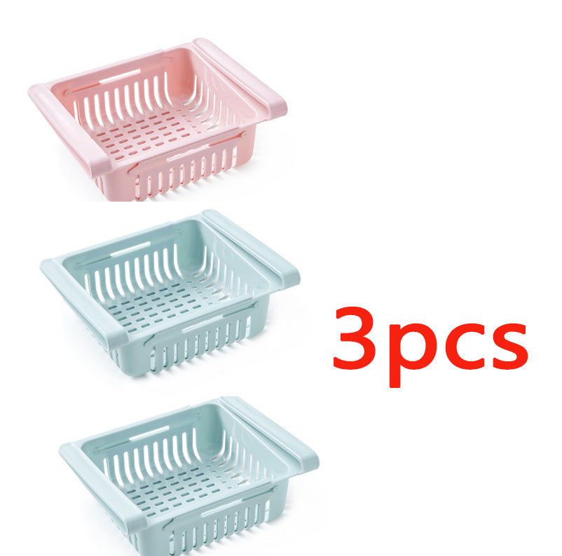 Stretchable Refrigerator Storage Basket Multifunction Kitchen Organizer