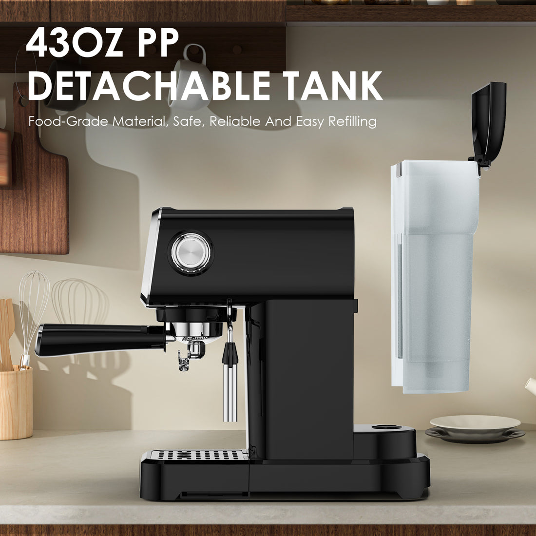 20 Bar Slim Espresso Machine With Milk Frother