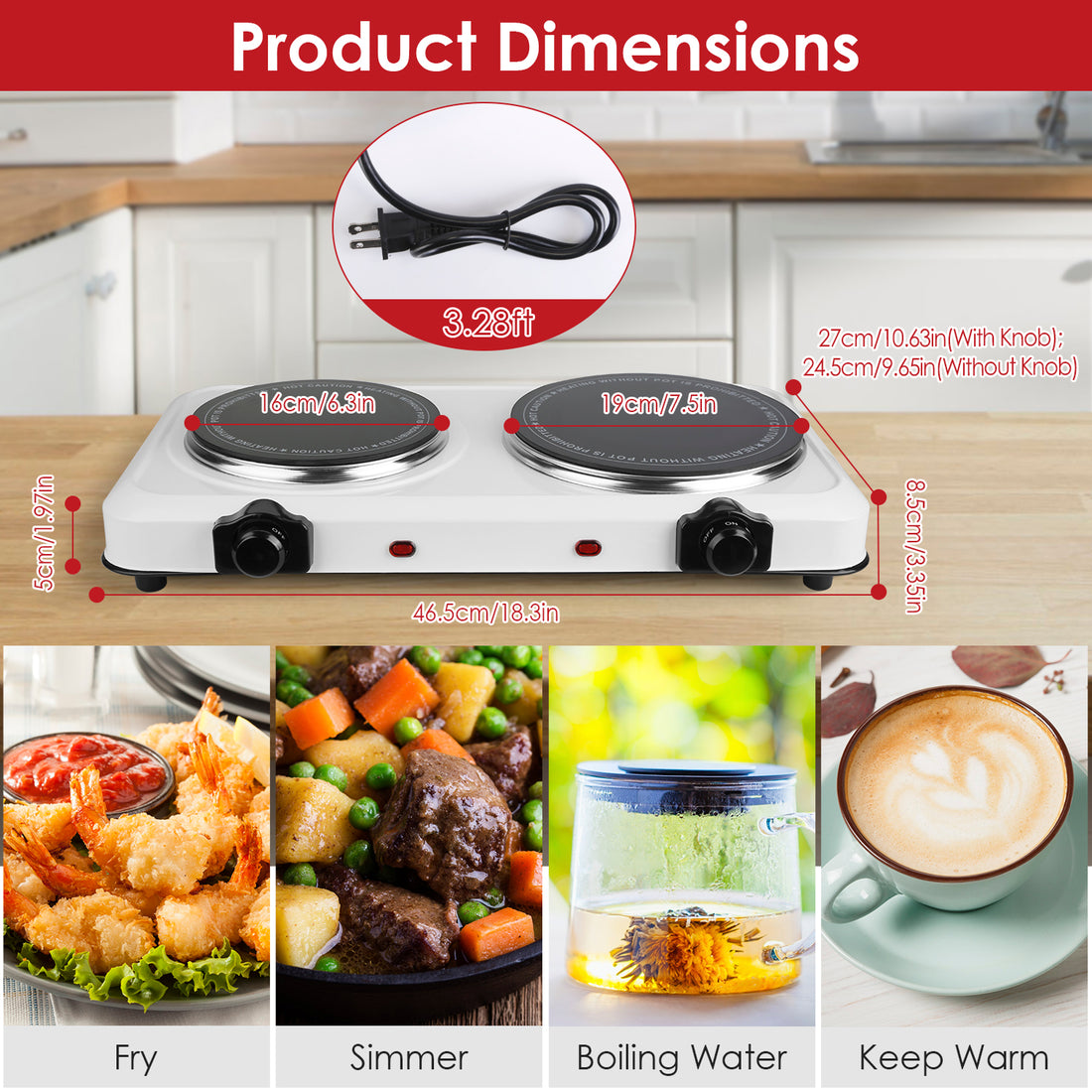 2000W Electric Infrared Dual Burner Hot Plate Stove
