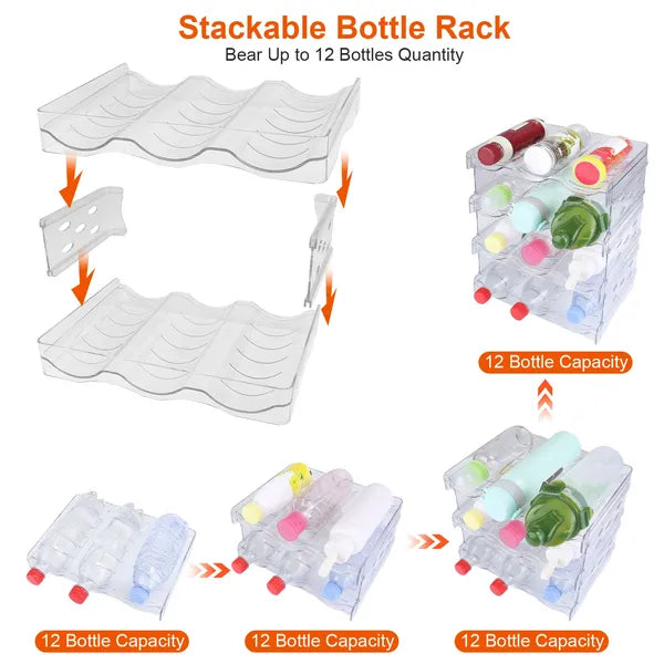 4 Tier Stackable Bottle Organizer for 12 Bottles Storage