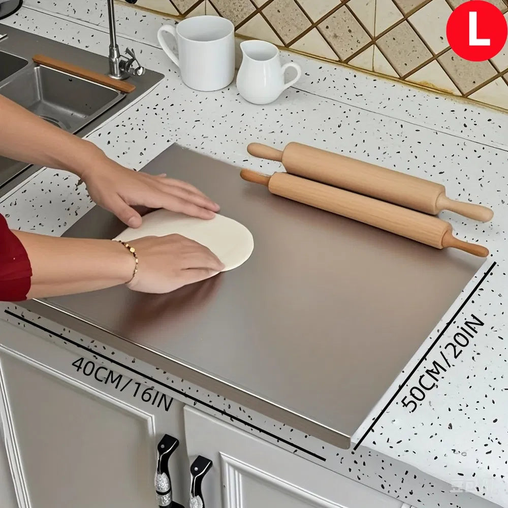 Stainless Steel Cutting Board With Lip For Kitchen Countertop