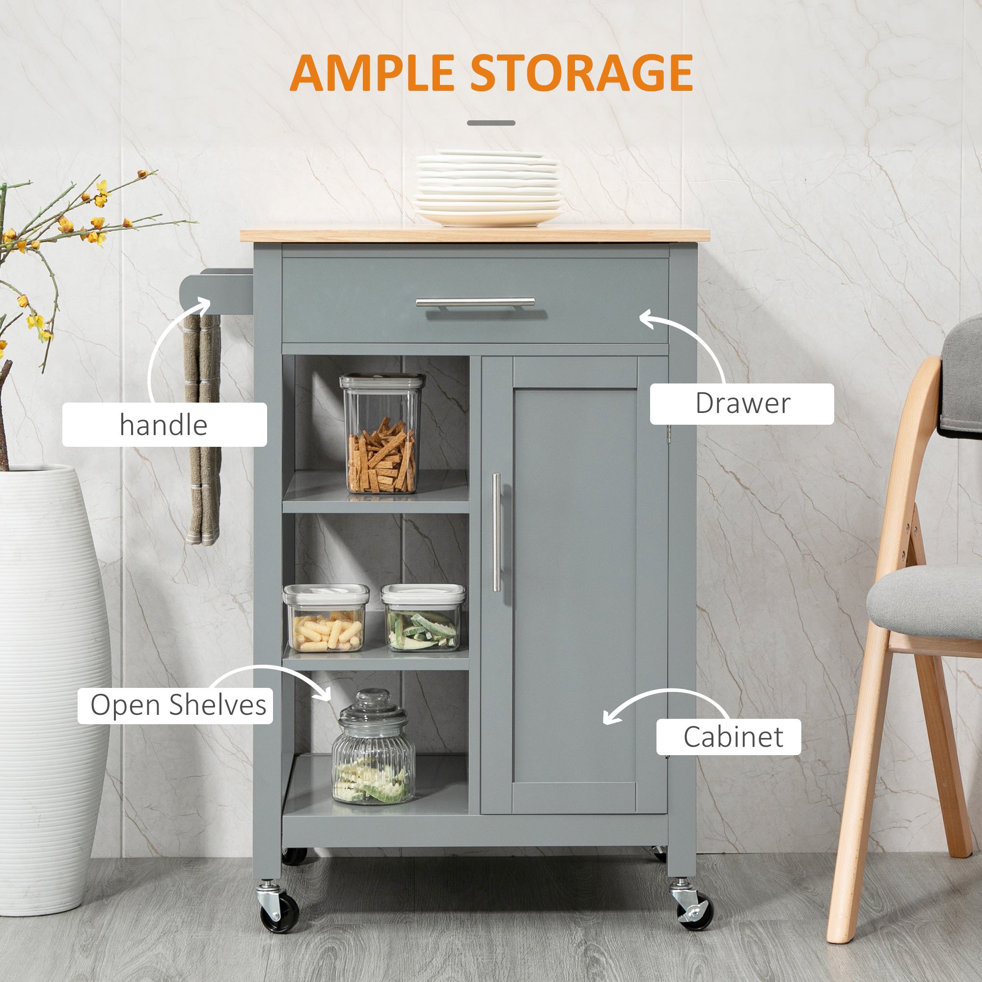 Kitchen Island Storage Cart With Wheels
