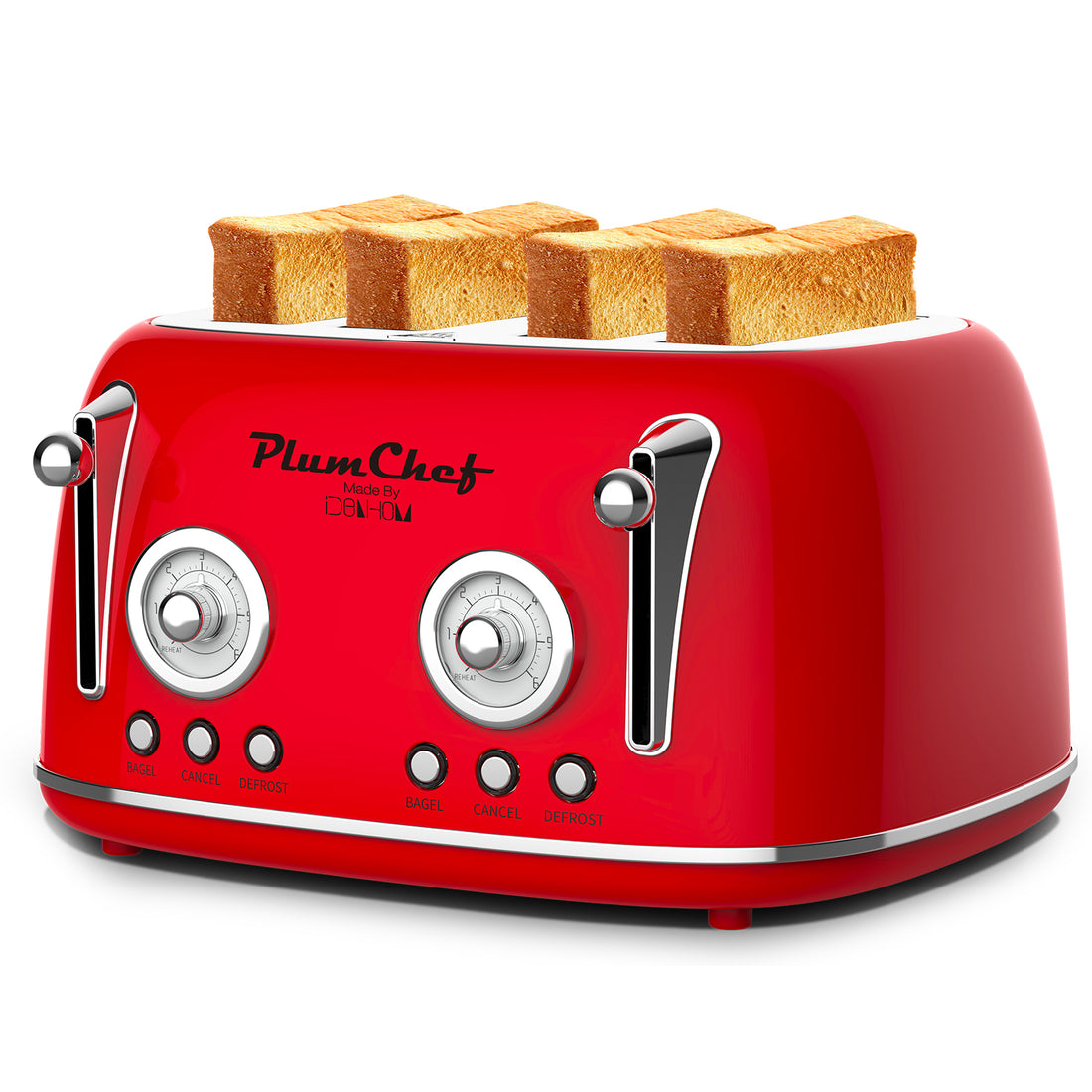 4-Slice Retro Toaster Stainless Steel Dual Control With Bagel Settings