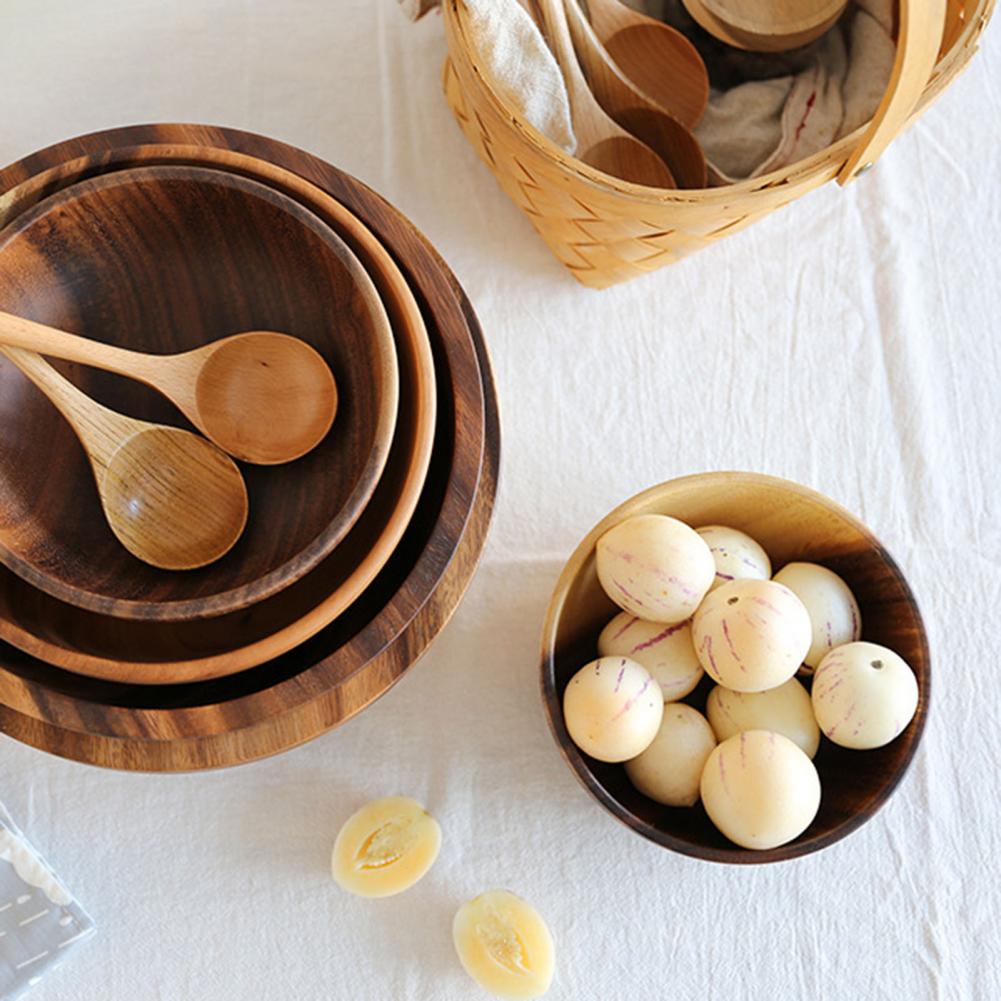 Natural Wooden Kitchen Bowl Fruit Salad Serving Bowl