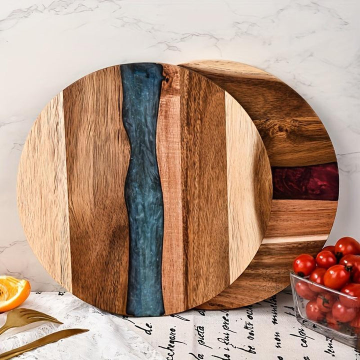 Acrylic Wood Resin Round Cutting Board for Steak Fruits Snacks