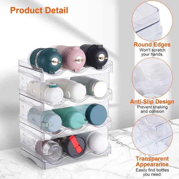 4 Tier Stackable Bottle Organizer for 12 Bottles Storage