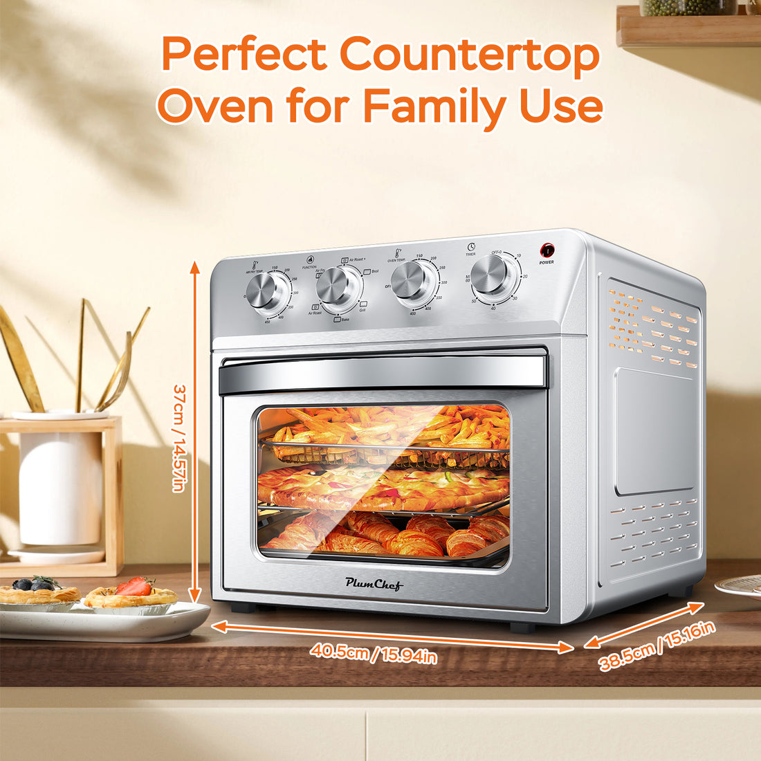 27.5QT 6-in-1 Air Fryer Toaster Oven Countertop Convection