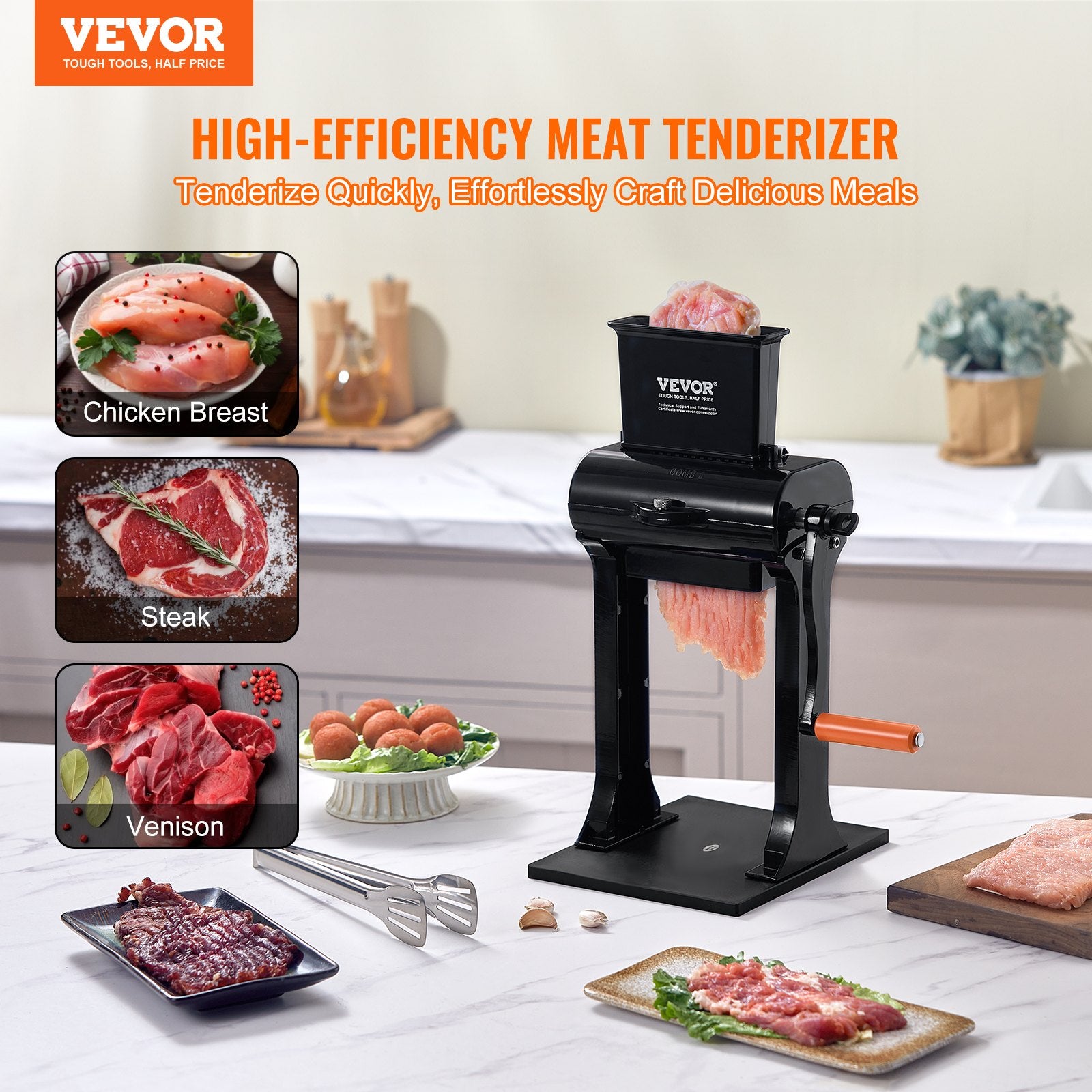 Heavy Duty Stainless Steel Manual Meat Tenderizer for Kitchen